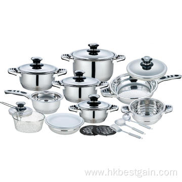 21 Pieces Stainless Steel Wide Edge Cookware Set